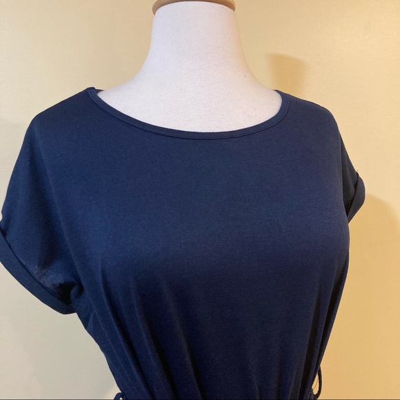 💥 CLEARANCE Tie Waist Rolled Short Sleeve Long Faux Wrap Front Slit Maxi Dress - Picture 6 of 8